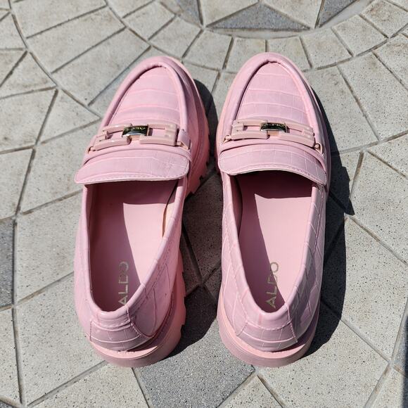 Aldo Tobey Croc Print Faux Leather Loafers 8 - Picture 7 of 11